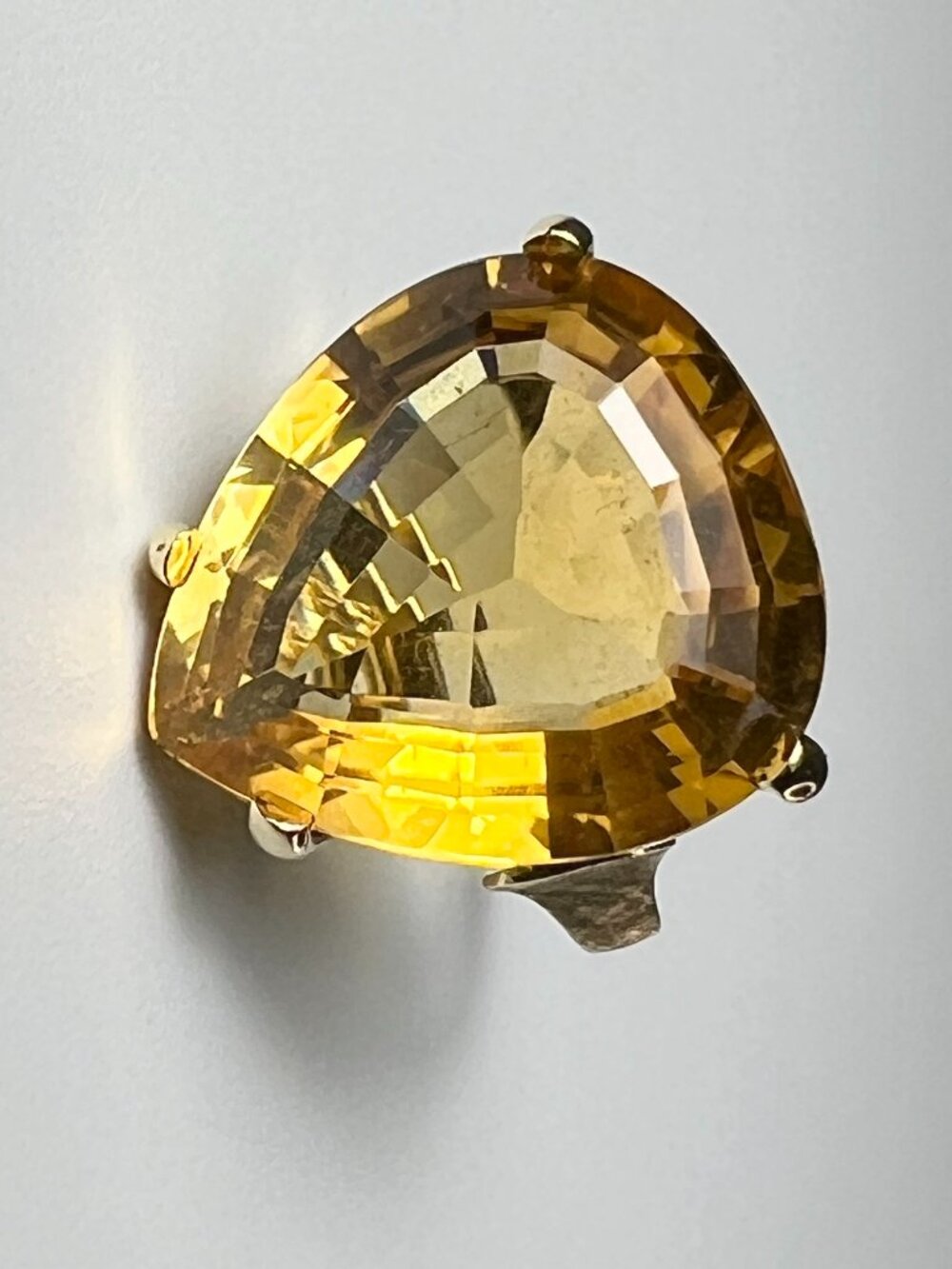 Vintage Pear Cut Imperial Yellow Topaz Cocktail Ring set in 18K Yellow Gold